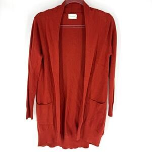Dreamers Longline Open Cardigan Rust Orange Size M/L